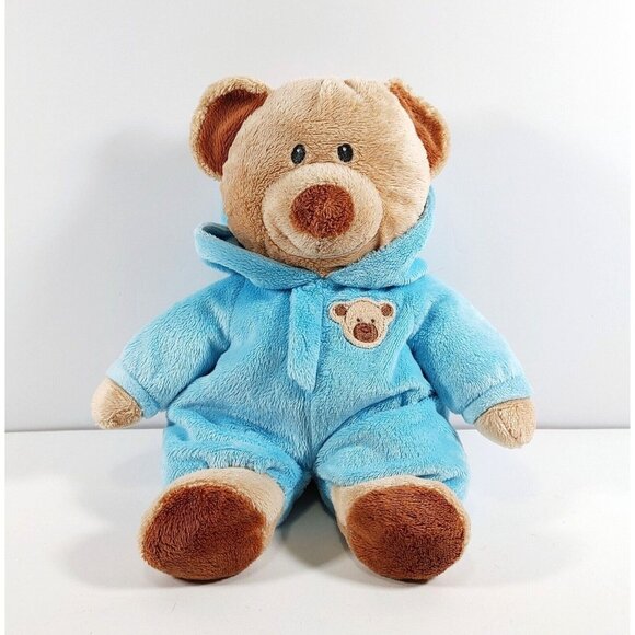 TY Baby Bear Blue Pajamas Beanbag Plush 10" Brown Teddy Stuffed Animal Pluffies - Picture 2 of 4